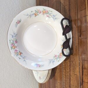 4 Vintage Homer Laughlin Eggshell Nautilus Ferndale China Rimmed Soup Bowls 8.25